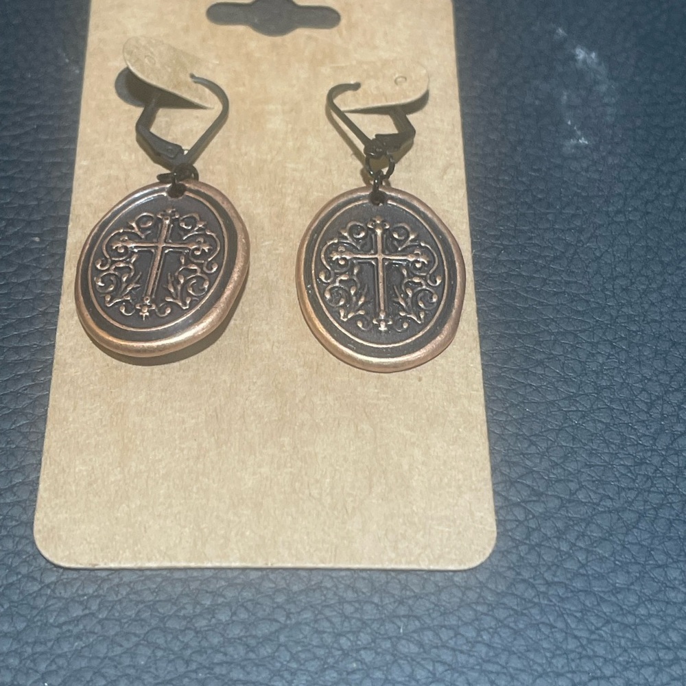 Vintage Cross Oval Earrings